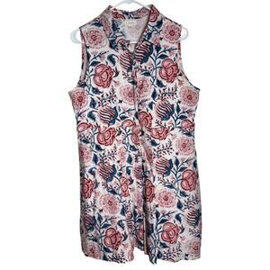 Livro Sleeveless Floral Sleeveless Mini Shirt Dress Women’s Sz. L